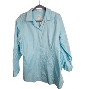 Chico's Shirt Button Down Shirt Women 3 US XL Blue Effortless Cotton Non Iron